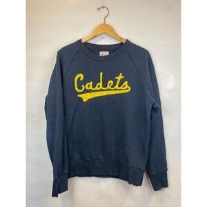 Vintage Look Champion Navy and Yellow Cadets Sweatshirt M